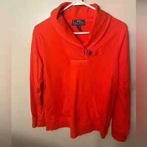 Lauren Ralph Lauren Active Orange Kangaroo Pocket Pullover Sz M EUC